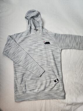 Dikotomy Mens S Hoodie Light Gray Knit Pullover Sweatshirt California Bear